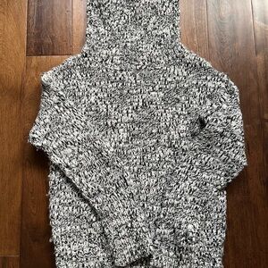 RW&CO Black and White Cowl Neck Sweater with Chunky Knit